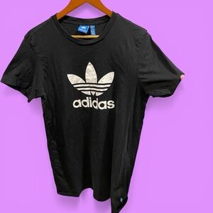 Black Adidas treefoil logo t-shirt crew neck sporty streetwear athletic